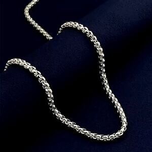 925 Sterling Silver Necklace - 20in. x 4mm. Box Chain Men's Valentine's Birthday